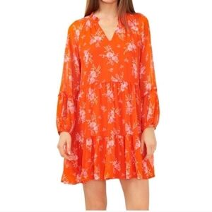 Vince Camuto Orange Pink Floral Party Dress, NWT